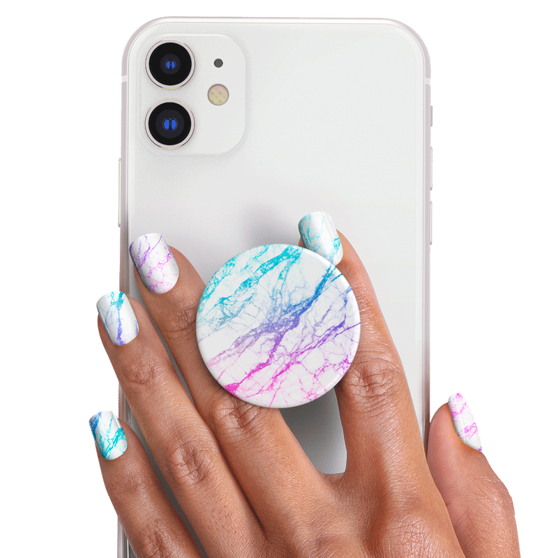 PopSockets Nails + PopGrip Unicorn Marble Spectrum image number 1
