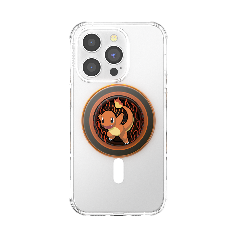 PopSockets Phone Grip Compatible with MagSafe, Adapter Ring for MagSafe  Included, Phone Holder, Wireless Charging Compatible, Pokemon - Charmander