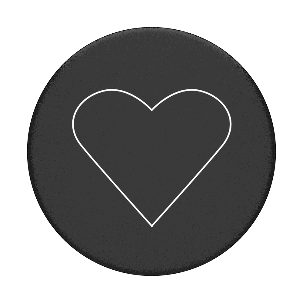 White Heart Love Outlined on Black PopSockets Popgrip: Swappable Grip for Phones & Tablets